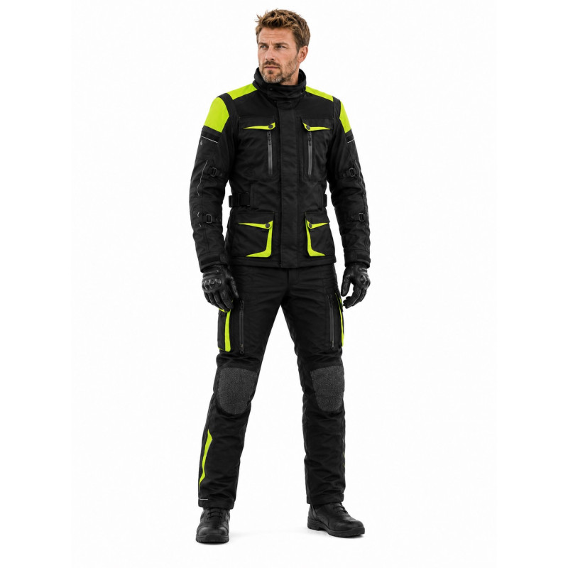 Premium Dynatech Lemon Flour Black motorcycle textile jacket